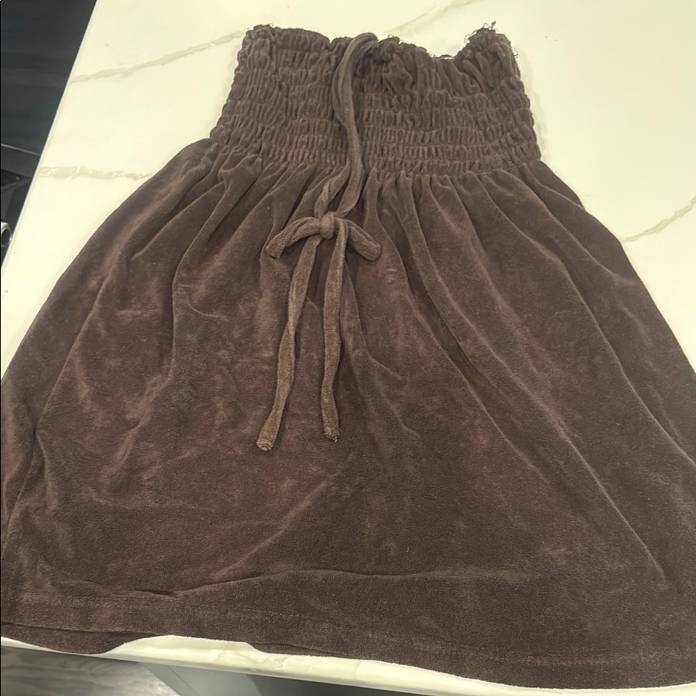 Velour Brown Swim Cover Up M